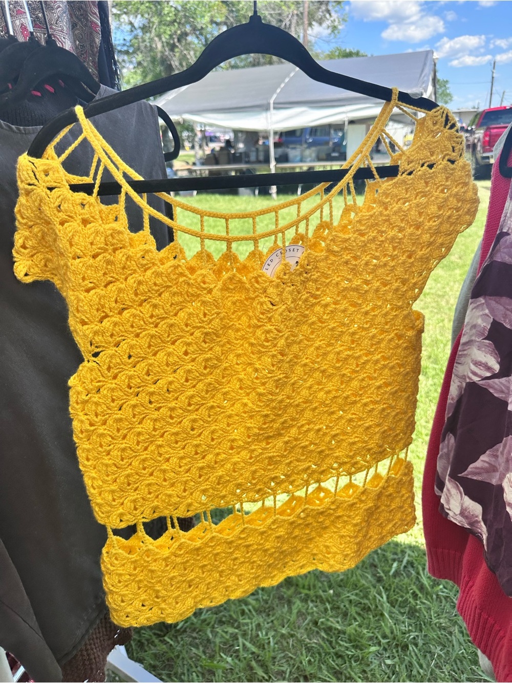 Yellow Crochet Crop Top - Women